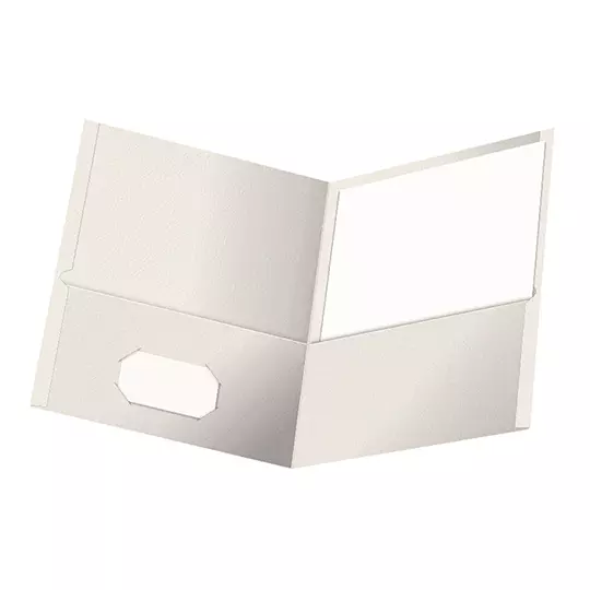 Folder con doble solapa Oxford carta color blanco caja con 25 pzas