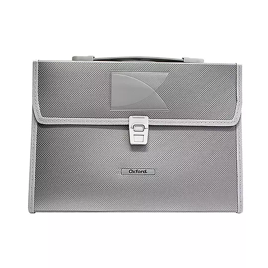 Archivo expandible Oxford carta color plata con cierre de broche