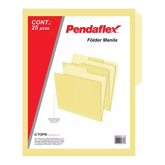 Folder manila Pendaflex carta color crema ceja 1/2 caja con 25 pzas