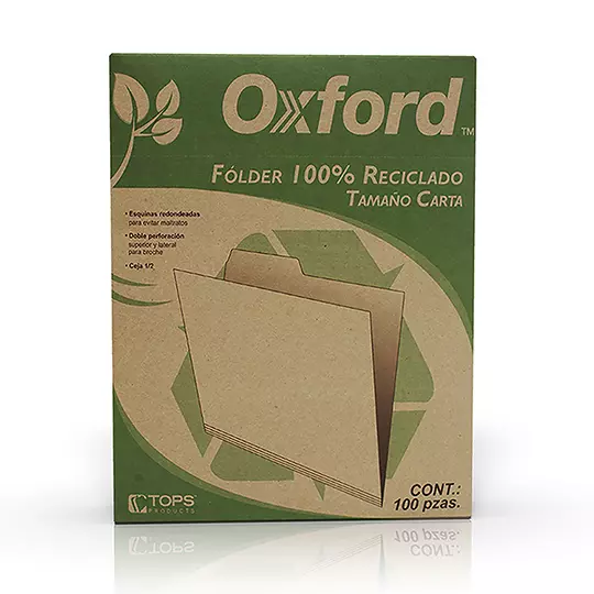 Folder kraft Oxford carta ceja 1/2 caja con 100 pzas