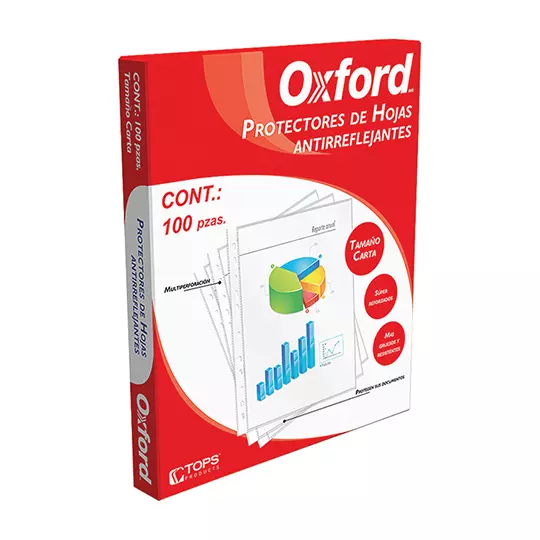 Protector de hojas Oxford carta antirreflejante caja con 100 pzas