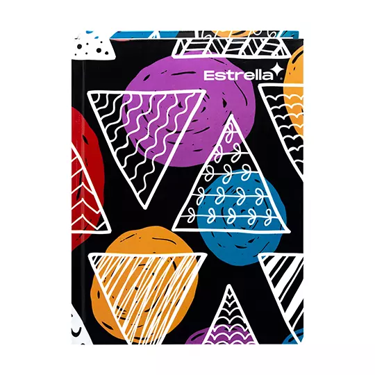 Libreta 1/4 pasta dura forma francesa Estrella raya 192 hojas