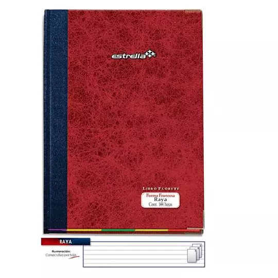 LIBRO FLORETE FORMA FRANCESA RAYA 1 PIEZA 144 HOJAS