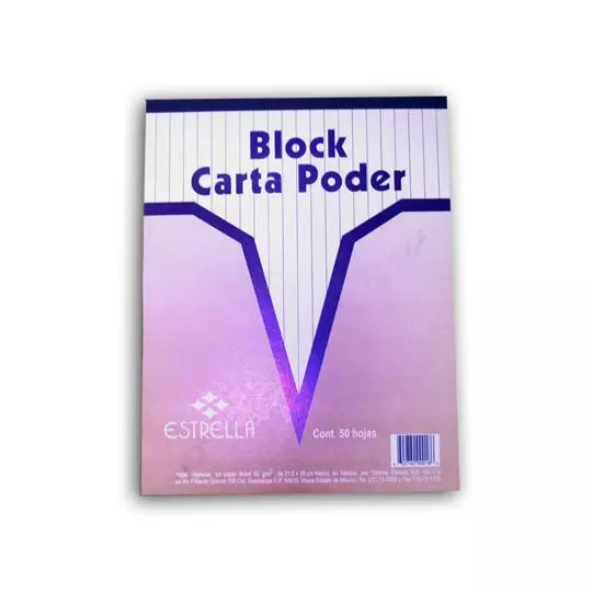 Carta poder Estrella block 50 hojas.