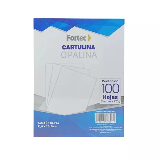 Cartulina opalina Fortec carta de 225 grs. paquete con 100 hojas