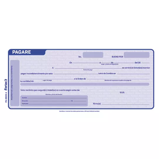 Pagaré Fortec 1/3 carta color azul 2 blocks con 50 hojas cada uno
