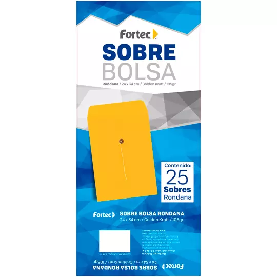 Sobre kraft con rondana Fortec oficio caja con 25 piezas