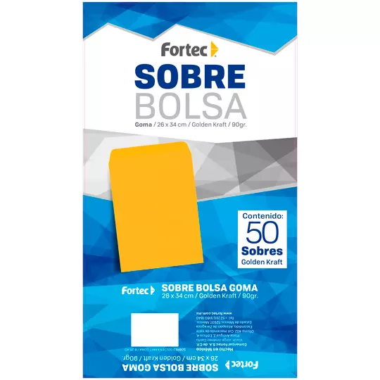 Sobre kraft engomado Fortec extra oficiocaja con 50 piezas