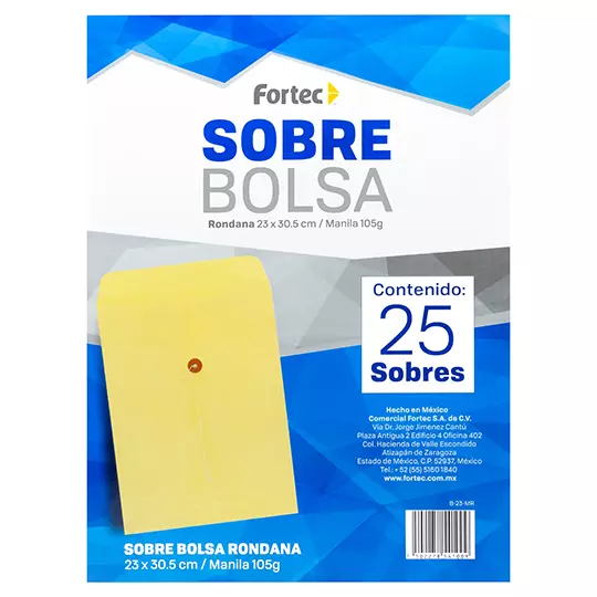 Sobre manila con rondana Fortec carta caja con 25 piezas