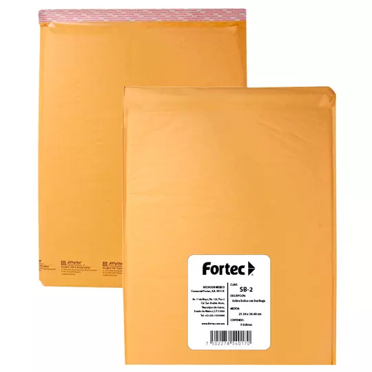 Sobre de burbuja Fortec 21.59 x 30.48 cmpaquete con 5 piezas