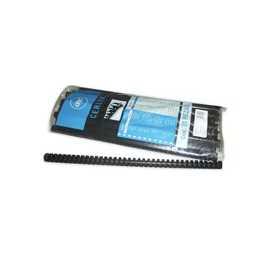 Gusano cerlox GBC plástico negro 1"  38 aros