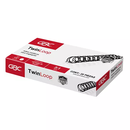 ARILLO METALICO TWIN LOOP COLOR NEGRO DE1/2 PULGADAS, CAJA CON 20 PIEZAS