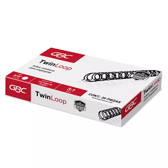ARILLO METALICO TWIN LOOP COLOR NEGRO DE9/16 PULGADAS, CAJA CON 20 PIEZAS
