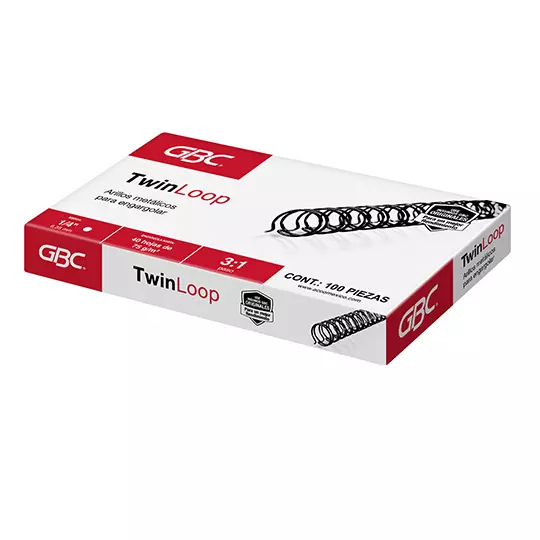 ARILLO METALICO TWIN LOOP COLOR NEGRO DE1/4 PULGADAS, CAJA CON 100 PIEZAS