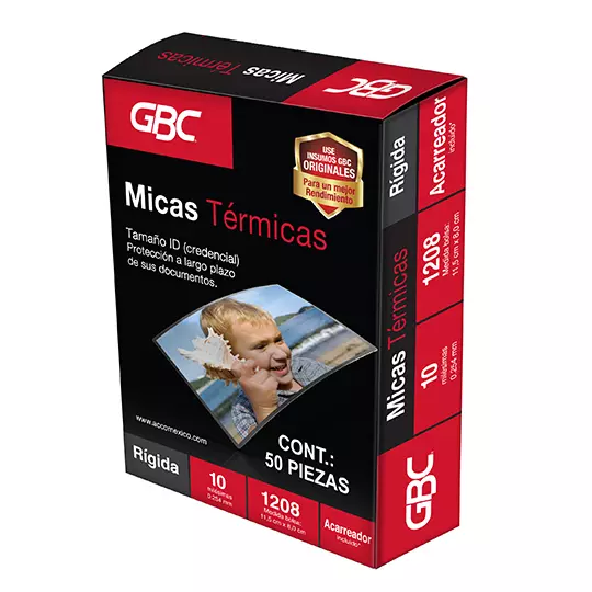 Mica térmica GBC 11.5x8cm espesor de 10 milésimas forma rígida