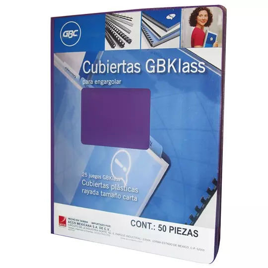 Cubierta plástica tamaño carta color morado con 50 piezas