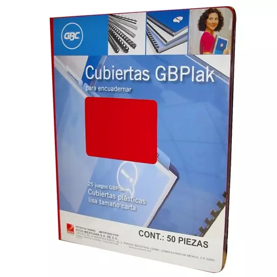 Cubierta plástica tamaño carta GBPlak liso GBC color rojo