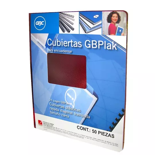 Cubierta plástica tamaño carta GBPlak rayada GBC color rojo