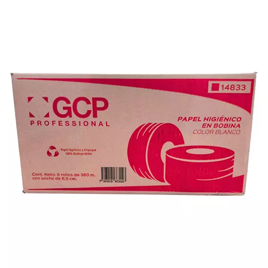 Papel higienico blanco GCP Paper, caja con 6 bobinas de 360m modelo 14833