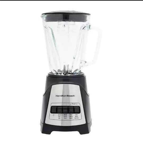 Licuadora HAMILTON BEACH power elite vaso de vidrio 1.2 litros negra 58148-MXR
