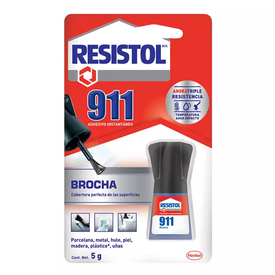 Pegamento instantáneo Resistol 911 Brocha, botella de 5 grs