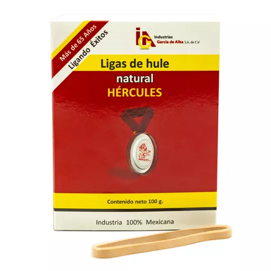 Ligas Hercules de hule natural no. 33 .caja con 100 gramos