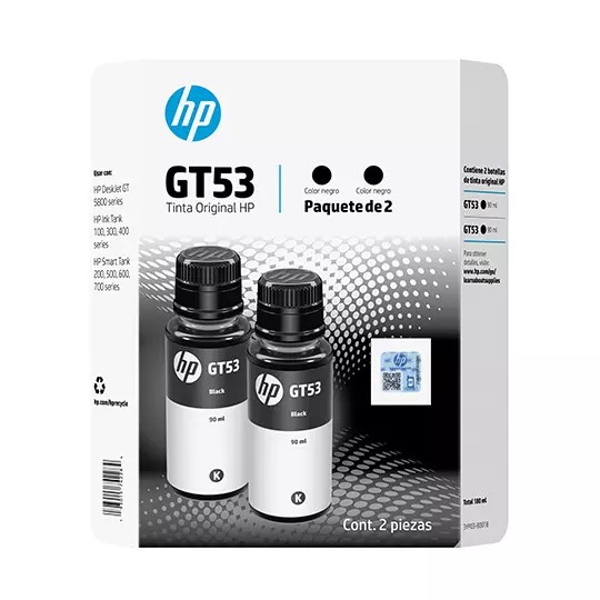 HP gt53 black ink bottle club 2-pack.