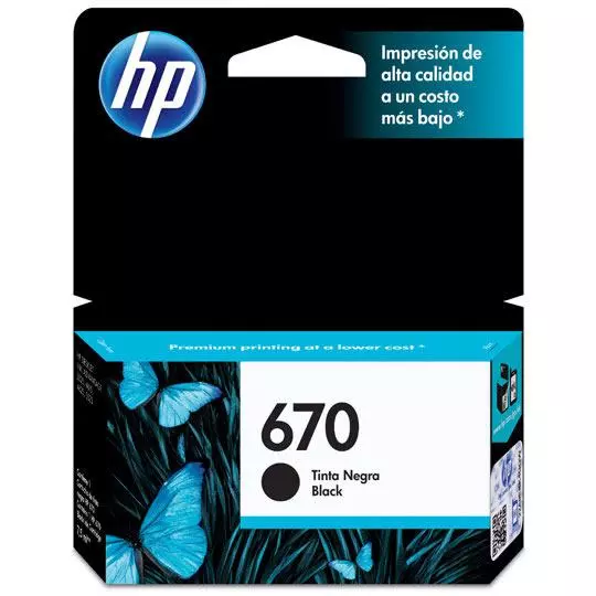 Cartucho de tinta negra HP 670.