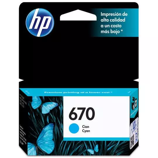 Cartucho de tinta cian HP 670.