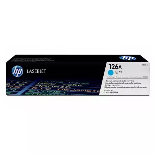 Cartucho de tóner cian HP 126a.