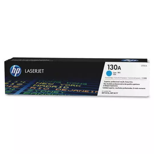 Cartucho de tóner cian HP 130a.