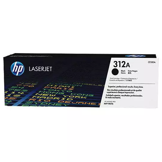 Cartucho de tóner negro HP 312a.
