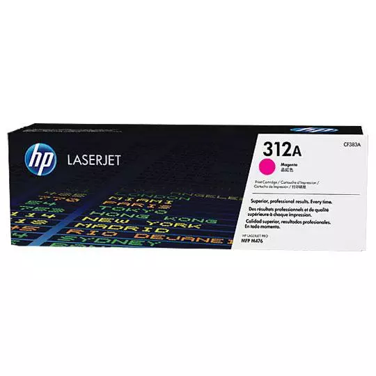 Cartucho de tóner magenta HP 312a.