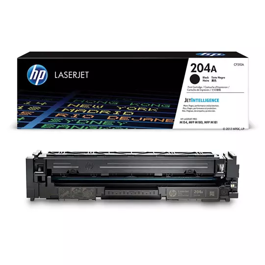 Cartucho de tóner negro HP 204a.