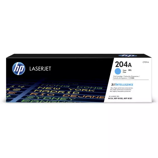 Cartucho de tóner cian HP 204a.