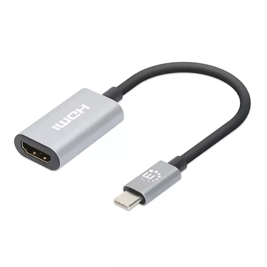 Hub Manhattan USB-C Macho 1x HDMI 5 Gbit/s Gris