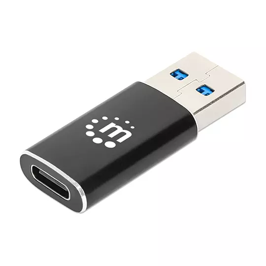 Convertidor Manhattan USB-A Macho 1x -C 5 Gbit/s Negro