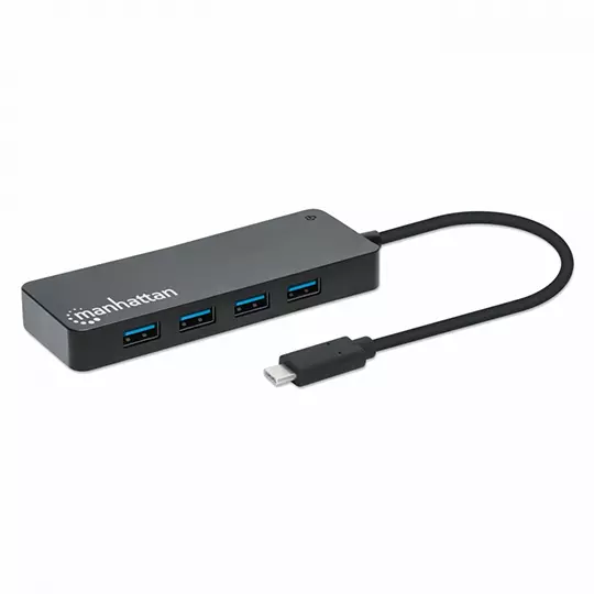 Hub Manhattan USB-C Macho 7x USB-A 3.2 1x USB Micro-B 5 Gbit/s Negro