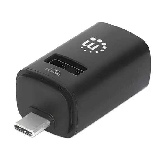 Hub Manhattan USB-C Macho 1x USB-A 3.0 2x USB-A 2.0 5 Gbit/s Negro