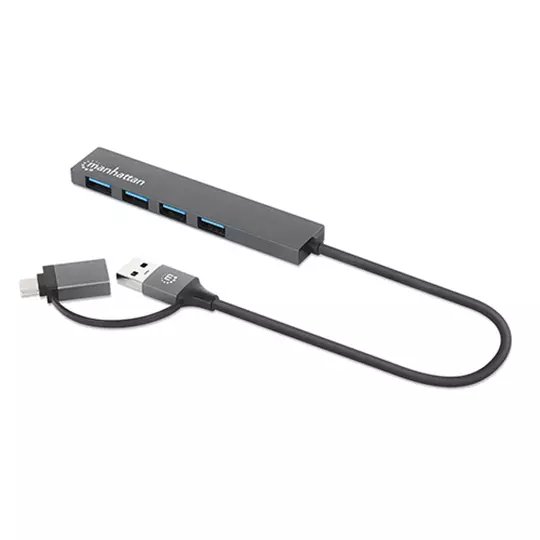 Hub Manhattan c/conector de USB-A a USB-C con 4 puertos USB A 3.2