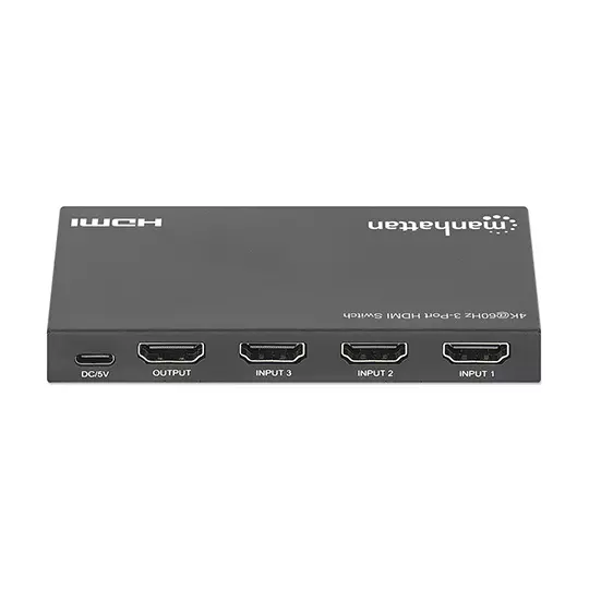 Switch HDMI 4K60Hz, 3 entradas compacto negro