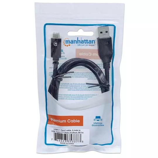 Cable Manhattan USB tipo c a-c m-m v3.1 1m