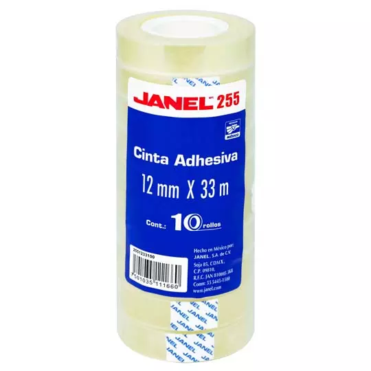 Cinta adhesiva económica línea 255 JANEL12x33 con 10 piezas