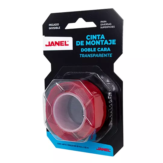 Cinta de montaje trasparente Janel 25 mmx 1.52 m, 1 pieza