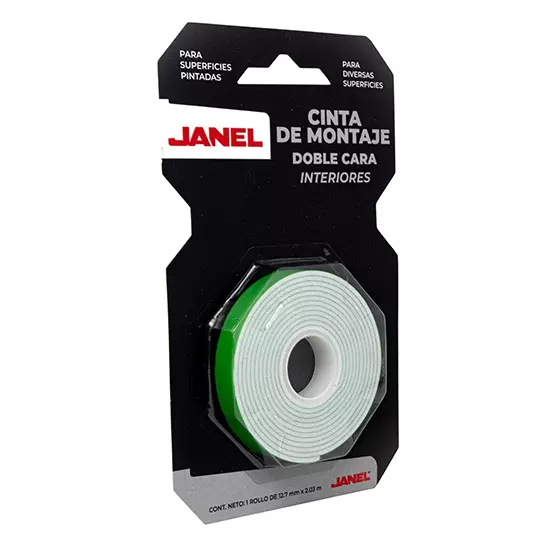 Cinta de montaje para interiores Janel 12.7 mm x 2.03 m, 1 pieza