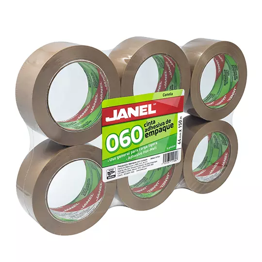 Cinta  empaque línea 060 canela JANEL 44x150 con 6 piezas