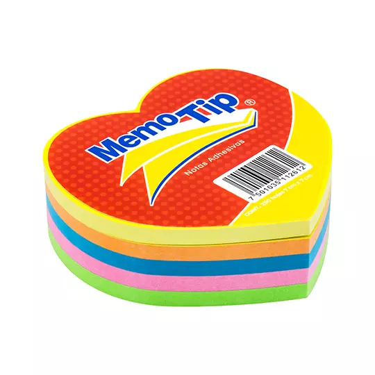 Notas Adhesivas Memo Tip forma corazon con 250 hojas de 7cm x 7cm