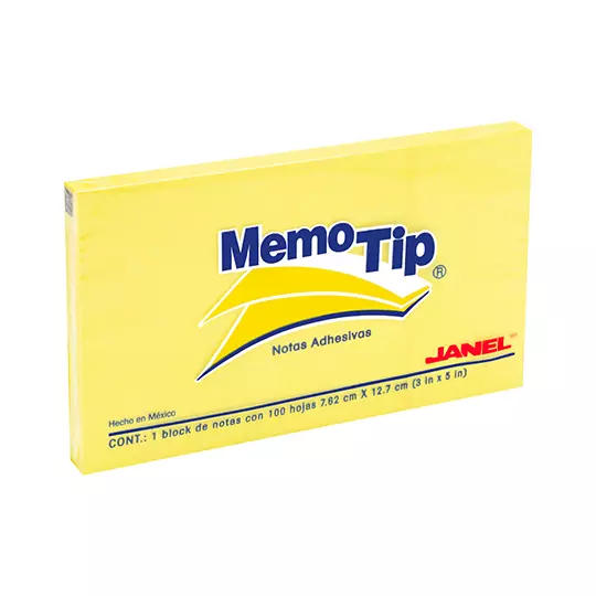 Notas Adhesivas Memo Tip amarillo 3x5 pulg  de 7.62cm x 12.7cm 1 block  con 100