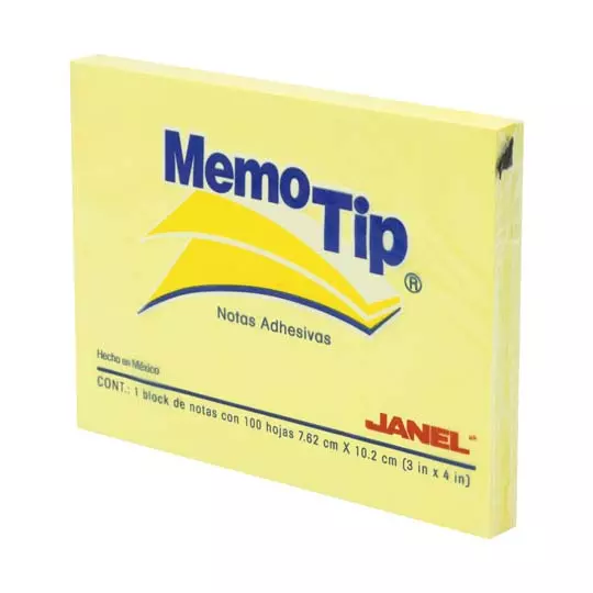 Notas Adhesivas Memo Tip amarillo 3x4 pulg 1 blocj con 100 hojas