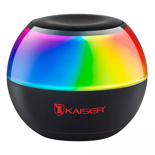 Bocina recargable KAISER 2" de 5 w con luz multicolor color negro